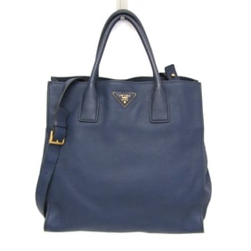 Prada Triangle Logo Women's Leather Shoulder Bag,Tote Bag Navy