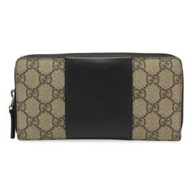 GUCCI Eden GG Supreme Round Long Wallet PVC Leather Beige Black 451249