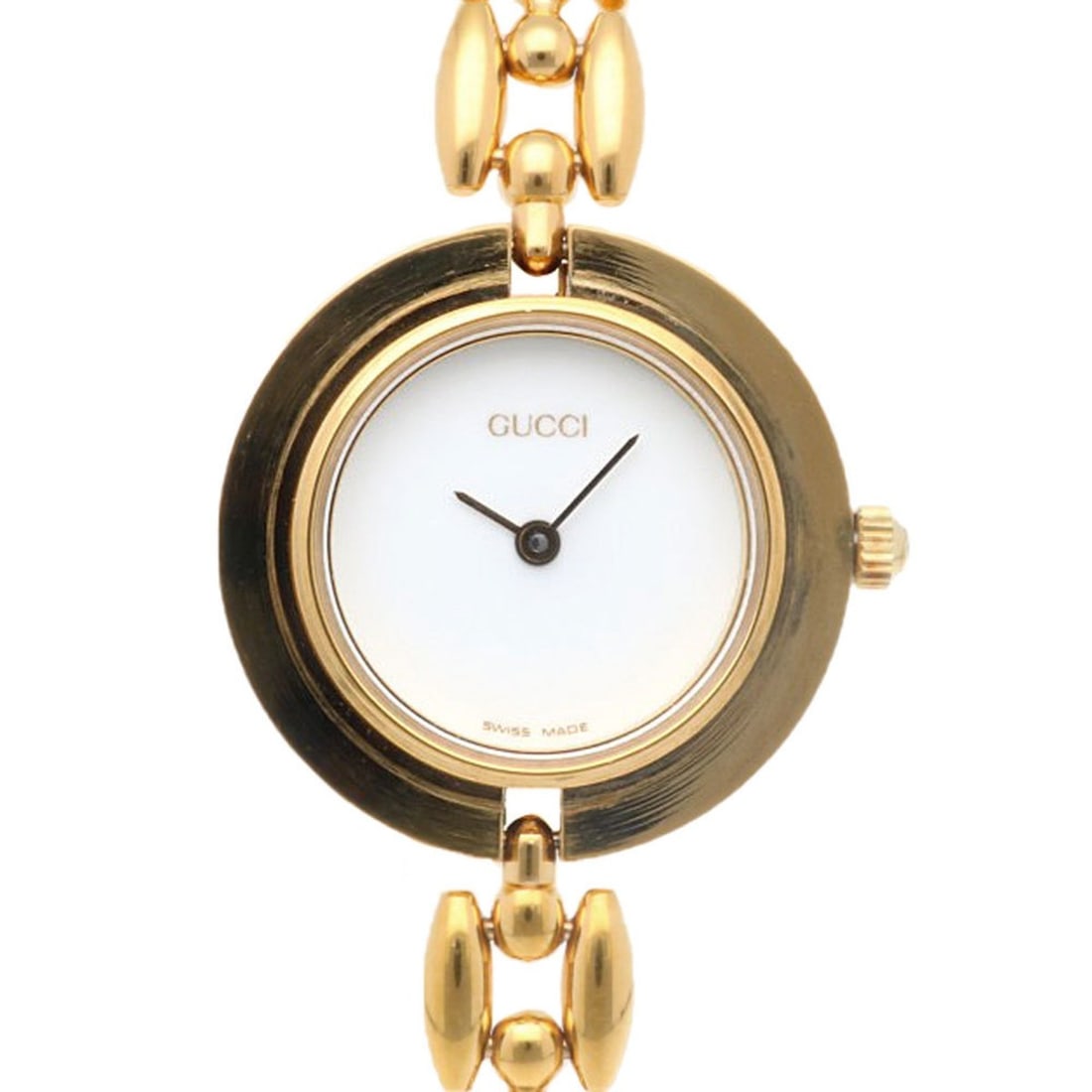 Gucci Watch GP 11/12.2 Quartz Ladies GUCCI Changeable Bezel 5 Colors: Category: SizeWrist Size: 17.5cm / 6.88''Case Diameter: 25.5mm / 1''Category: DesignType: WristwatchColor: Multi-colorGender: WomenColor (Dial): WhiteMaterial (Band): Gold platedMaterial (Case): Gold