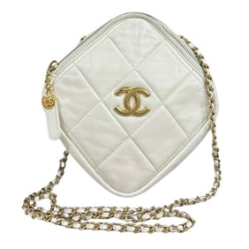 CHANEL Matelasse Shoulder Bag Lambskin White Women's