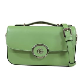 Gucci Petit GG Shoulder Bag Leather 739722 Green Women's GUCCI 2way