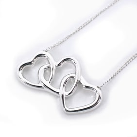 TIFFANY 925 Triple Heart Pendant Necklace