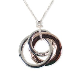 TIFFANY 925 metal 1837 interlocking circle necklace j9-11