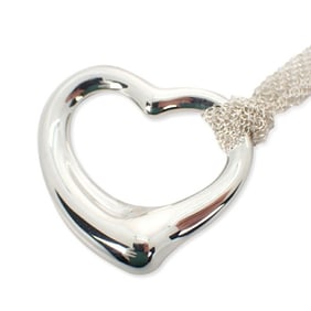 TIFFANY 925 Heart Large Mesh Chain Pendant Necklace