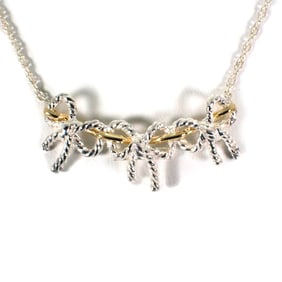 TIFFANY 925 750 Triple Ribbon Pendant Necklace j5-10