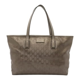 GUCCI GG IMPRIME Tote Bag Shoulder PVC Leather Pink Silver 211137