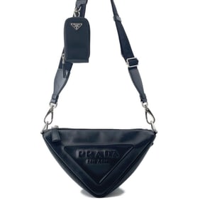 Prada Shoulder Bag Triangle Leather 1BH190 PRADA Black