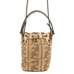 FENDI Shoulder Bag Zucca Pattern Mon Tresor Mini Straw 8BS010 2way Handbag