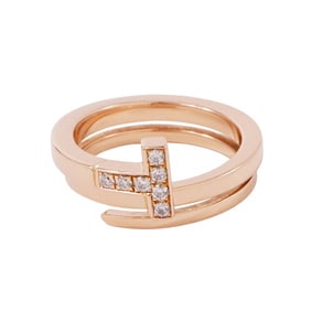 Tiffany Ring T Square Wrap Diamond 18KPG Pink Gold Size Approx. & Co.