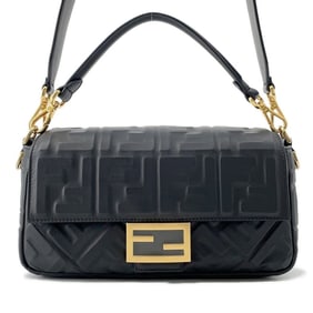 Fendi Shoulder Bag FF Motif Baguette Lambskin 8BR600 FENDI 2way Black