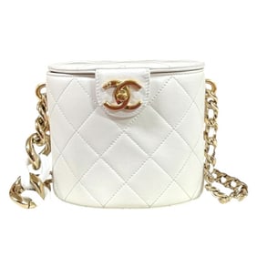 Chanel Vanity Bag Matelasse Shoulder Leather White Women's CHANEL Chain