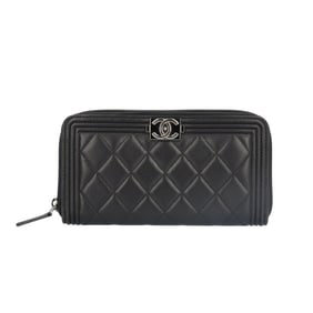 CHANEL Boy Chanel Long Wallet Lambskin A80815 Women's
