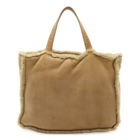 Chanel Mouton Women's Suede Handbag,Tote Bag Beige,Black