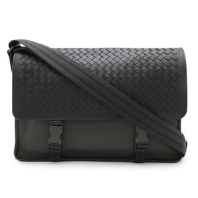 BOTTEGA VENETA Bottega Veneta Intrecciato Shoulder Bag Leather Nylon Canvas Black