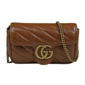 Gucci GG Marmont Shoulder Bag Leather 476433 Brown Women's GUCCI Chain