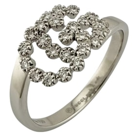 Gucci Running Double G Ring, Size 8.5, 18K Gold, Diamond, Women's, GUCCI
