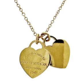 Tiffany Return to Double Heart Tag Pendant Necklace 18K Gold Women's TIFFANY&Co.