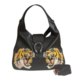 Gucci Tiger Hobo Bag Dionysus Shoulder Leather 447098 Black Unisex GUCCI 2way