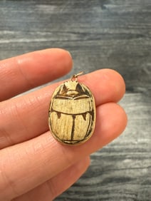 Vintage Egyptian Faience Scarab Charm in 14K Gold