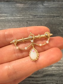 Vintage Opal and 14K Gold Garland Brooch
