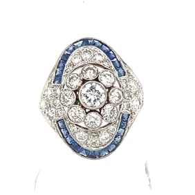 Platinum Diamond & Sapphire Ring