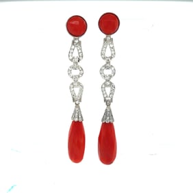 Platinum Coral Platinum Drop Earrings