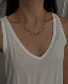 Vintage 14K Gold Circle Disc Necklace