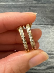 Vintage Diamond and 14K Gold Huggies (S)