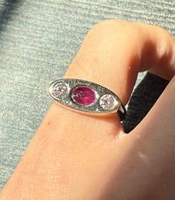 Three Stone Ruby and Diamond Ring