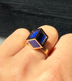 Lapis Cube Ring in 18K Gold