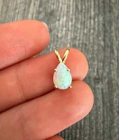 Pear-Shaped Opal Solitaire Charm