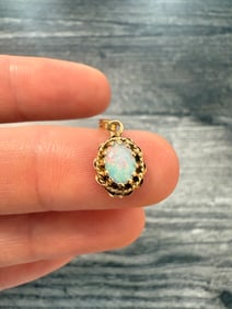 Vintage Opal and 14K Gold Solitaire Charm