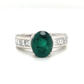 Platinum Diamond Emerald Ring