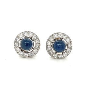 Platinum Sapphire Diamond Earrings