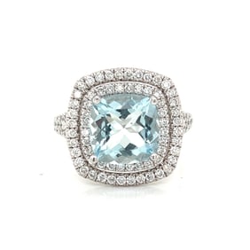 18k Diamond Aquamarine Ring