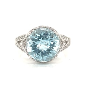 14k Aquamarine Diamond Ring