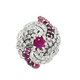 14k Retro Diamond Ruby Ring