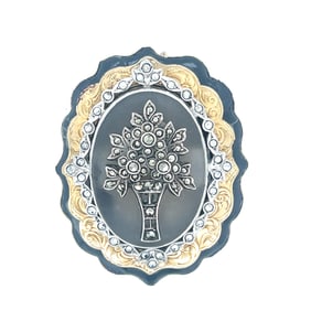 Art Deco 18k Enamel Basket Diamond Pendant
