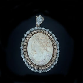 Diamond 18k Cameo Pendant