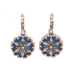 14k & Diamond Enamel Russian Earrings