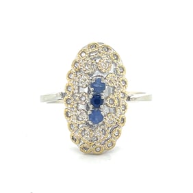 Early Deco 18k Sapphire & Diamond Ring