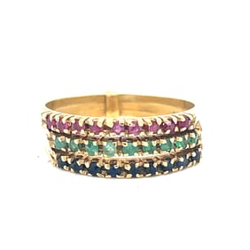 18k Tutti Furti Sapphire Ruby Emerald Gipsy Ring