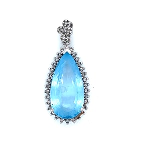 14k Topaz Diamond Pendant