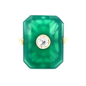 18k Chrysoprase Diamond Ring