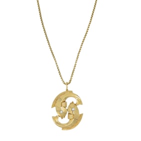 Trabert & Hoeffer 18k Gold Pieces Pendant 14k Chain Necklace
