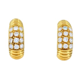 Vintage Van Cleef & Arpels 18k Gold Diamond Huggie Earrings