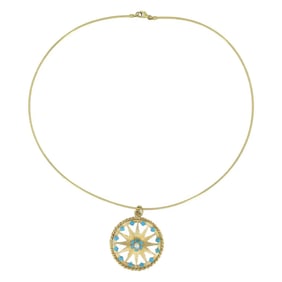 Vintage French Gold Turquoise Pearl Star Pendant Necklace