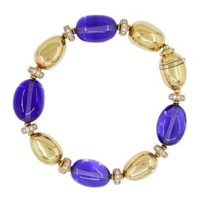 Bvlgari 18k Gold Amethyst Diamond Sassi Bracelet