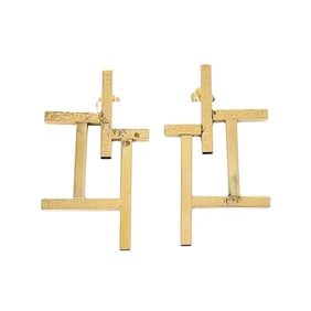 14k Gold Geometric Earrings Frame Design