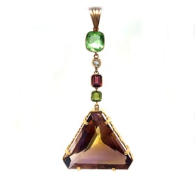 18k Multicolor Natural Stones Pendant